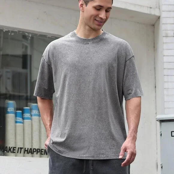 Oversized Unisex Cotton T-Shirt - Vintage Faded Colors, XL, Multi-Color